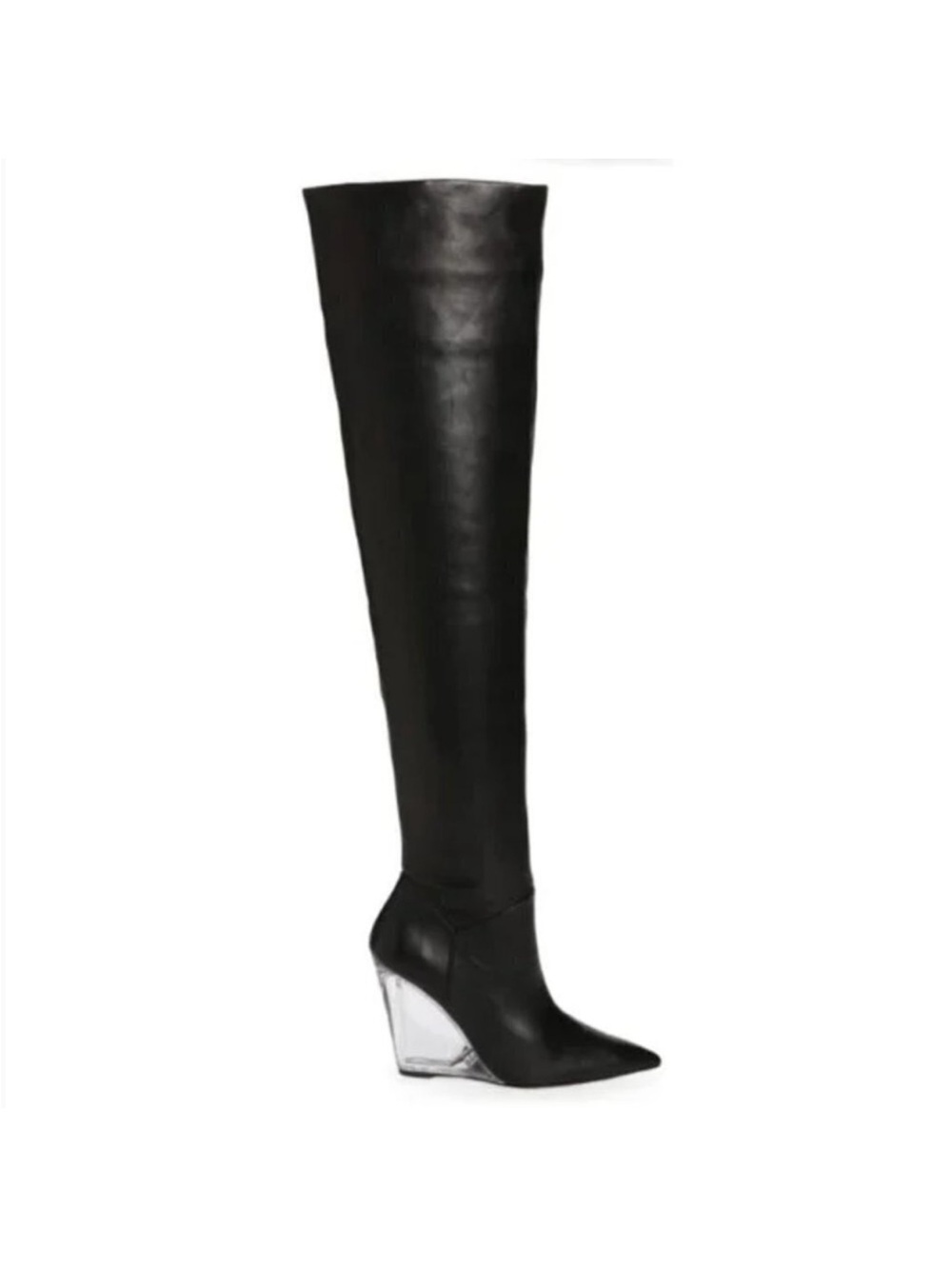 New stunning Stuart Weitzman Suede Over-the-Knee Boot wedge lucite clear 6 $1100